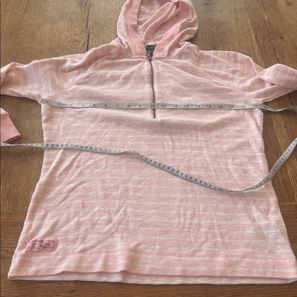 Lauren Ralph Lauren Women's Cotton Hooded Quarter Zip Pullover Sz L Pink Stripe - Picture 3 of 7